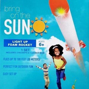 Bring On the Sun, Light Up Foam Rocket Set, 2 Rockets & Launch Base Up to 100 Ft